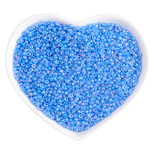 ORNALAND 12/0 Round Glass Seed Beads, Grade A, Transparent Colours Rainbow, Cornflower Blue, 2x1.5mm, Hole: 0.9mm; about 11200pcs/bag