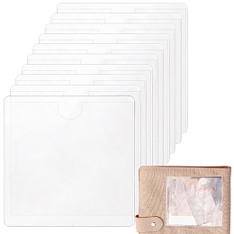 GORGECRAFT 10Pcs Self Adhesive Index Card Pockets with Top Open Clear Plastic Waterproof Price Label Bag for Loading Organizing Card Holder Wallet Binder 4.13x4.13 Inch(105X105mm)