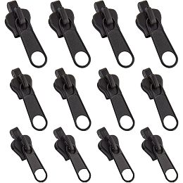 GORGECRAFT #5 1 Box 12Pcs 3 Sizes Fix Zip Puller Zip Slider Repair Instant Kit Fix Black Zipper Removable Rescue Replacement Pack Instant Zipper Set for Luggage Suitcase Backpack Jacket Bags