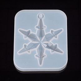 Honeyhandy Christmas Snowflake Resin Casting Silicone Pendant Molds, for UV Resin, Epoxy Resin Jewelry Making, Faceted, White, 93x77x10mm, Inner Size: 82x65mm, Hole: 5mm