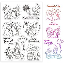 GLOBLELAND Valentine's Day Gnome Silicone Clear Stamps Flowers Hearts Transparent Stamps for Birthday Easter Valentine's Day Cards Making DIY Scrapbooking Photo Album Decoration Paper Craft