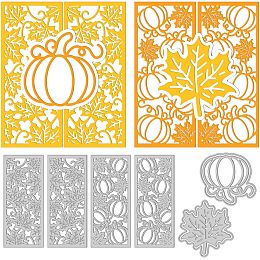 GLOBLELAND Autumn Pumpkin and Maple Leaf Sides Cutting Dies Carbon Steel Cut Die Plant Embossing Stencils Template for Decorative Embossing Paper Card DIY Scrapbooking Album Craft