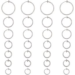 UNICRAFTALE 28Pcs 7 Sizes Retractable Clip-on Hoop Earrings Earrings Non-Pierced Earrings with Spring Findings for Men and Women Fake Earrings Nose Ring Lip Ear Clip Body Jewelry