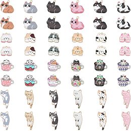 CHGCRAFT 48Pcs 24 Styles Cat Shape Alloy Enamel Pendants for Bracelet Necklace DIY Craft Jewelry Making, Mixed Color