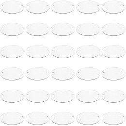 BENECREAT 30 Pack Oval Aluminum Blank Tags with 2 Holes, Pet Dog Blank Tags, Sliver Engraving Blanks for Necklace Bracelet Jewelry DIY Decorative Craft