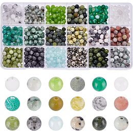 AHANDMAKER 900Pcs 18 Style Natural Mixed Gemstone Beads, DIY Stone Beads Kit, Gemstone Round Loose Beads for Necklace, Jewelry, DIY Friendship Bracelet Making