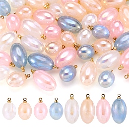 PandaHall Elite 48Pcs 8 Styles Imitation Gemstone Acrylic Pendants, with Golden Tone Iron Findings, Oval, Mixed Color, 17.5~23x11~11.5mm, Hole: 1.5mm, 6pcs/style