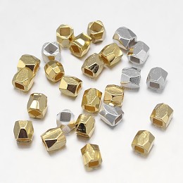 Honeyhandy Faceted Barrel Brass Spacer Beads, Mixed Color, 3x3mm, Hole: 1.5mm