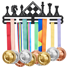 SUPERDANT Fashion Iron Medal Hanger Holder Display Wall Rack, with Screws, Sports Theme, Chess Pattern, 150x400mm