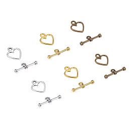 PandaHall Elite 150 Sets 3 Color Bracelet Toggle Clasps Tibetan Antique Heart Jewelry Clasp for Valentine's Necklace Bracelet Jewelry Making