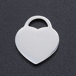 Honeyhandy 304 Stainless Steel Pendants, Heart, Stamping Blank Tag, Stainless Steel Color, 19x16x1mm, Hole: 7x4mm