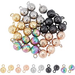 UNICRAFTALE 30Pcs 5 Colors Textured Round Charms 304 Stainless Steel Pendants Ball Pattern Charms for DIY Jewelry Making