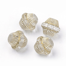 Honeyhandy Plating Transparent Acrylic Beads, Golden Metal Enlaced, Bicone, Clear, 12x11mm, Hole: 3.5mm