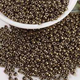 MIYUKI Round Rocailles Beads, Japanese Seed Beads, 8/0, Metallic Colours, (RR457) Metallic Dark Bronze, 3mm, Hole: 1mm, about 422~455pcs/10g