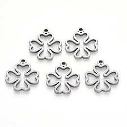 Honeyhandy 304 Stainless Steel Pendants, Laser Cut, Clover, Stainless Steel Color, 16x14x1mm, Hole: 1.4mm