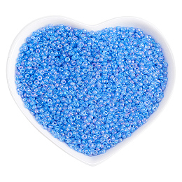 ORNALAND 12/0 Round Glass Seed Beads, Grade A, Transparent Colours Rainbow, Cornflower Blue, 2x1.5mm, Hole: 0.9mm; about 11200pcs/bag