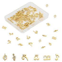 Alloy Cabochons, Musical Note, For UV Resin Filler, Epoxy Resin Jewelry Making, Golden, 68x52x11mm