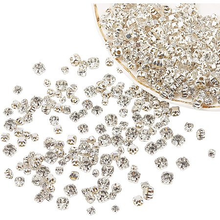 ARRICRAFT Sew on Rhinestone, Grade A Glass Rhinestone, with Brass Prong Settings, Garments Accessories, Silver Color Plated Metal Color, Crystal, 108x74x18mm; 500pcs/box