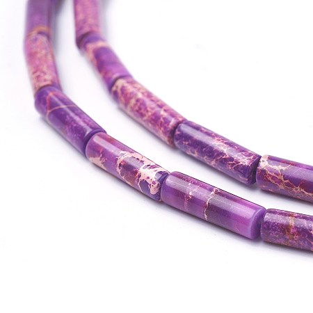 Arricraft Natural Imperial Jasper Beads Strands, Dyed, Column, Medium Orchid, 13~14x4~4.5mm, Hole: 1mm, about 29pcs/strand, 15.35 inches~15.7 inches(39~39.9cm)