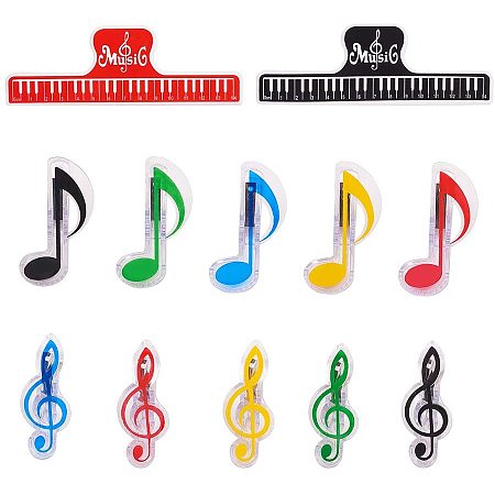 Arricraft 12pcs 3 Styles Music Note Clips Music Book Music Page Holder Plastic Music Stationary Memo Message Clips for Notes Stationery Files Archive Folder