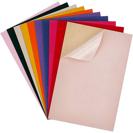 BENECREAT 20PCS Mixed Color Velvet Adhesive Back Sheet 11.6