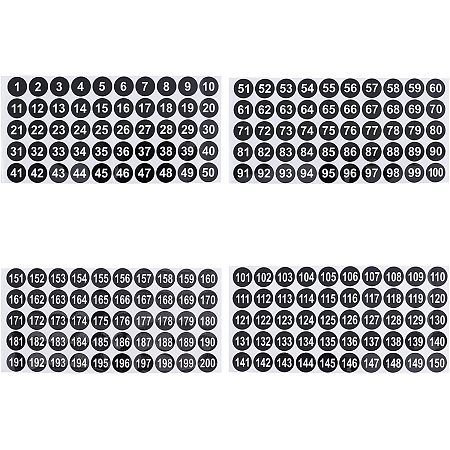 AHANDMAKER 4 Sheets 4 Style Number Labels Circle Dot Decals, Small Self ...