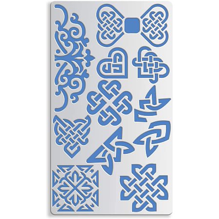 BENECREAT 4x7 Inch Metal Journal Stencil, Heart/Bow/Square Celtic Knot, Floral Stencil Template for Wood carving, Drawings and Woodburning, Engraving and Scrapbooking Project