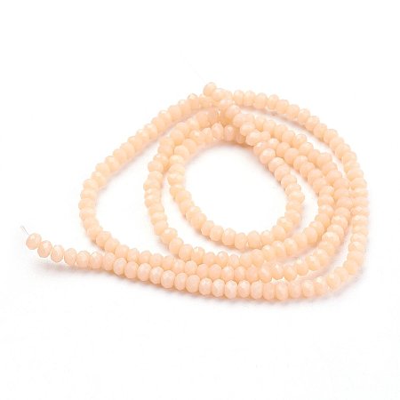 NBEADS 10 Strands Imitation Jade Faceted Abacus Champagne Electroplate Glass Beads Strands with 3x2mm;Hole:0.5mm,about 165~170pcs/strand