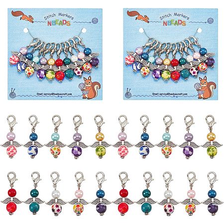 NBEADS 20 Pcs Angel Stitch Markers, Alloy Crochet Stitch Marker Charms Locking Stitch Marker Knitting DIY Handmade Gift for Knitting Weaving Sewing Accessories Quilting Jewelry Making