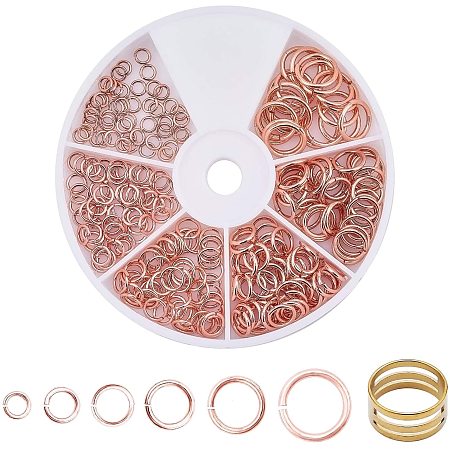 PH PandaHall 260pcs 6 Sizes Open Jump Rings, Open/Close Tool for Jewelry Making Supplies and Necklace Repair with Open Jump Ring, Rose Gold (4mm, 5mm, 6mm, 7mm, 8mm, 10mm)