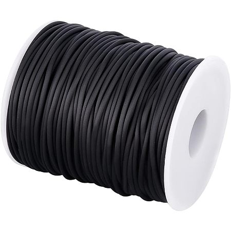 NBEADS 54.68 Yards Solid Rubber Cord, 2mm Black Plastic Rope Hollow Rubber Tubing Cord Round Elastic Cord Beading Crafting Stretch String for DIY Craft Making
