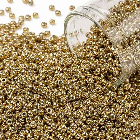 TOHO Round Seed Beads, Japanese Seed Beads, (557) Gold Metallic, 11/0, 2.2mm, Hole: 0.8mm, about 1110pcs/bottle, 10g/bottle