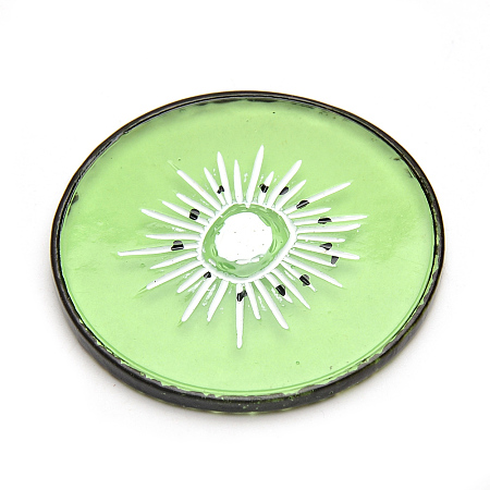 Transparent Resin Cabochons, Kiwifruit Piece, Pale Green, 45x3.5mm