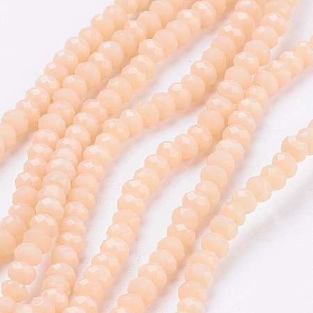 Honeyhandy Electroplate Glass Beads Strands, Imitation Jade, Faceted, Rondelle, Antique White, 3x2mm, Hole: 0.5mm, about 165~170pcs/strand, 16.7 inch