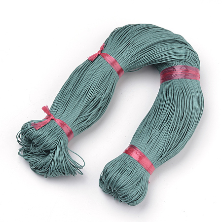 Honeyhandy Waxed Cotton Cord, Teal, 1mm, about 360yard/bundle(330m/bundle)