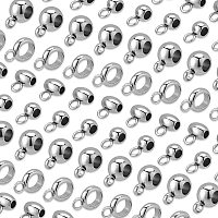 PandaHall Elite 80pcs 304 Stainless Steel Bails Beads 4 Styles Roundelle Barrel Large Hole Hanger Links Connectors with Charm Loop for Snake Chain European Bracelet Pendant, 2~4mm Hole