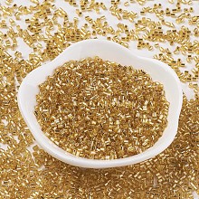 Honeyhandy MGB Matsuno Glass Beads, Japanese Seed Beads, 11/0 Silver Lined Round Hole Glass Seed Beads, Two Cut, Hexagon, Goldenrod, 2x2x2mm, Hole: 0.8mm, about 1640pcs/20g