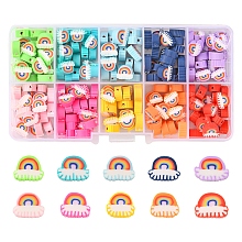 Honeyhandy 200Pcs 10 Colors Handmade Polymer Clay Beads, Rainbow, Mixed Color, 6~9x8~11x4mm, Hole: 1.6mm, 20pcs/color