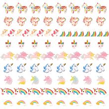 SUNNYCLUE 80Pcs 10 Styles Unicorn Resin Cabochon Rainbow Slime Charms Flatback Colorful Mini 3D Star Cloud Beads for DIY Scrapbooking Embellishments Jewelry Making Crafts Making Supplies