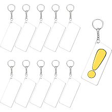 BENECREAT 20PCS Acrylic Keyring Blanks 3x1.7" Rectangle Clear Blanks Pendants with 30PCS Jump Rings and 20PCS Iron Key Rings for DIY Projects and Crafts