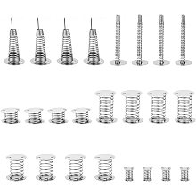 CHGCRAFT 24Pcs 6 Sizes Spiral Wobbles Spring Head Doll Spring Base Self Adhesive Plaything Spring Base for DIY Shaking Head Doll Head Doll, 15~56x1~25mm, Stainless Steel Color