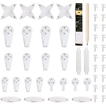 GLOBLELAND 48 Pcs Invisible Nail Screws Wall Hooks Picture Hanging Kit No Damage Wall Hangers Hardwall Hangers for Cinder Block Non Mark Picture Frame Photo Hook with Soft Tape Measures