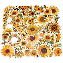 PandaHall Elite 100pcs Sunflower Stickers, Sunflower Themed Decal Aesthetic Waterproof Stickers PVC Self-Adhesive Stickers for Laptop Suitcase Skateboard Guitar Refrigerator Scrapbook