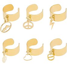 UNICRAFTALE DIY Charm Cuff Ring Making Kit Including Stainless Steel Open Ring Findings Heart Pendant Leaf Charms Lightning Peace Sign Charms Link Connectors Golden Open Jump Rings