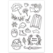 GLOBLELAND Autumn Clear Stamps Autumn Rain Plant Silicone Stamp for Card Making Decoration and DIY Scrapbooking