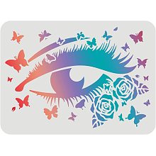 FINGERINSPIRE Eye Stencil for Painting 11.7x8.3inch Reusable Beauty Eyes Drawing Stencil Butterfly Stencil Rose Stencil for Painting on Wood, Tile, Paper, Fabric, Floor and Wal