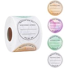 PandaHall Elite 500PCS Candle Label Stickers, 5cm/2" Waterproof Scented Candle Labels 4 Colors Handmade Candle Jar Stickers Self Adheisive Candle Labels for Candle Tins, Candle Boxes Packaging, 1 Roll