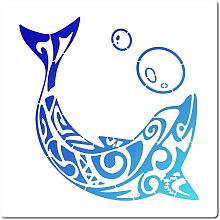 GORGECRAFT Large Dolphin Stencils 12x12 Inch Reusable Animal Stencil Sea Ocean Creatures Template Signs Home Wall Decor for Painting on Wood Wall Scrapbook Card Floor Canvas and Tile Drawing