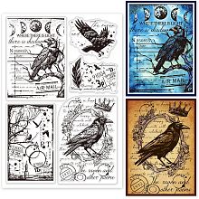 GLOBLELAND Retro Crow Background Clear Stamps for DIY Scrapbooking Vintage Moon Phase Silicone Clear Stamp Seals Transparent Stamps for Cards Making Photo Album Journal Home Decoration