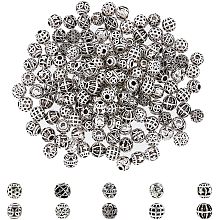 DICOSMETIC 150Pcs Tibetan Metal Loose Beads Round Spacers Ball Beads 5mm Antique Silver Hollow Filigree Beads Alloy Loose Beads Tiny Metal Spacer Beads for Jewelry Making, Hole: 1.6mm